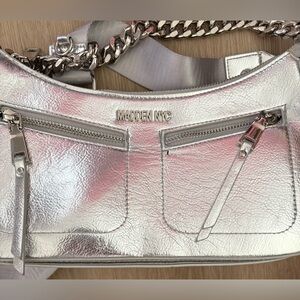 Madden NYC  Women's Silver Satchel Bag Chain Crossbody
